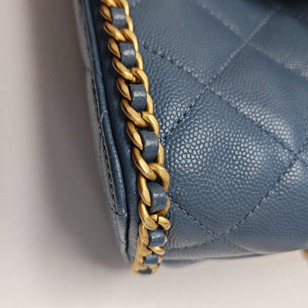 Quilted Grained Calfskin Backpack Blue