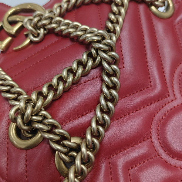 GG Marmont Small Quilted Calfskin Red