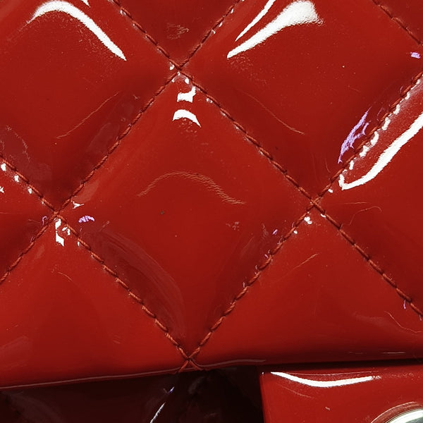 Quilted Patent Calfskin Shoulder Bag Red