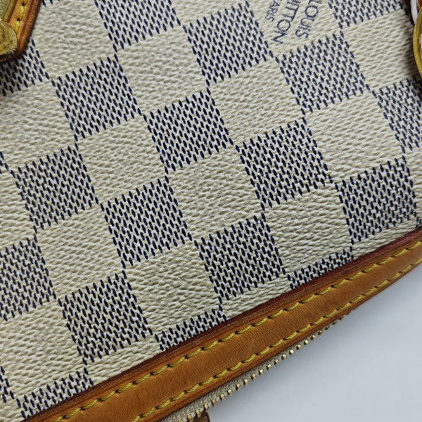 STRESA PM Damier Azur Coated Canvas White