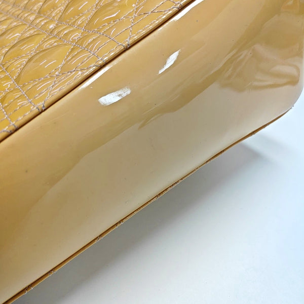 Authenticated pre-owned Lady Dior Large Cannage Patent Leather Yellow - Tote Bag at Looply
