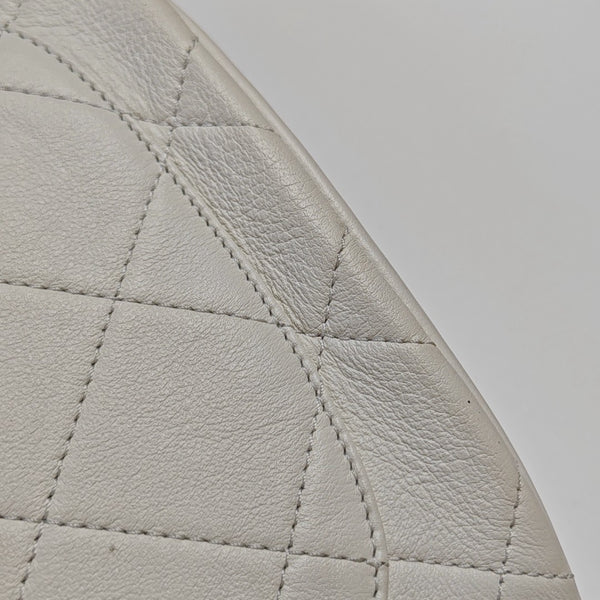 Quilted Calfskin Shoulder Bag Small White