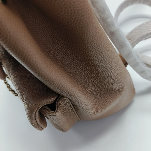 DUMA Small Quilted Grained Calfskin Brown