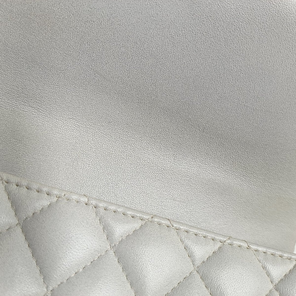 Quilted Lambskin Shoulder Bag White