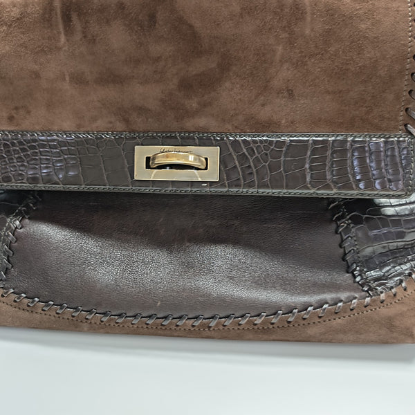 Calfskin Shoulder Bag Brown