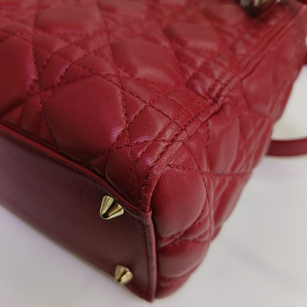 Lady Dior Medium Cannage Lambskin Red