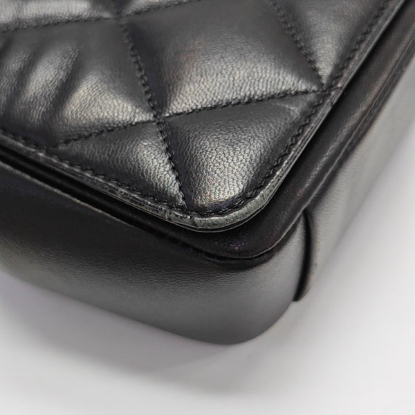 Quilted Lambskin Shoulder Bag Black