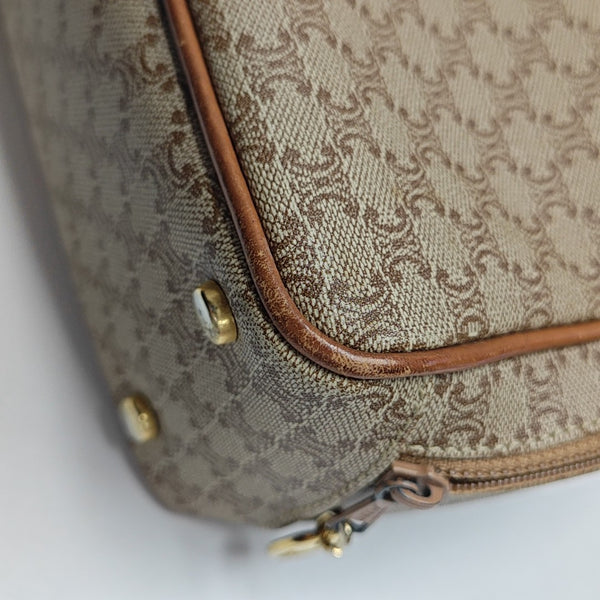 Coated Canvas Top Handle Bag Brown