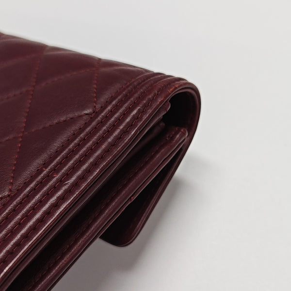 BOY CHANEL Mini Quilted Calfskin Red Wallet
