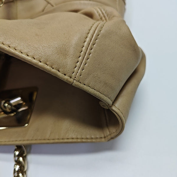 Cannage Calfskin Top Handle Bag Beige