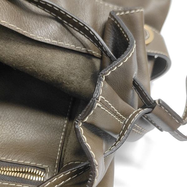 Calfskin Top Handle Bag Brown
