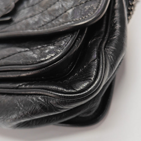 NIKI Small Chevron Calfskin Black