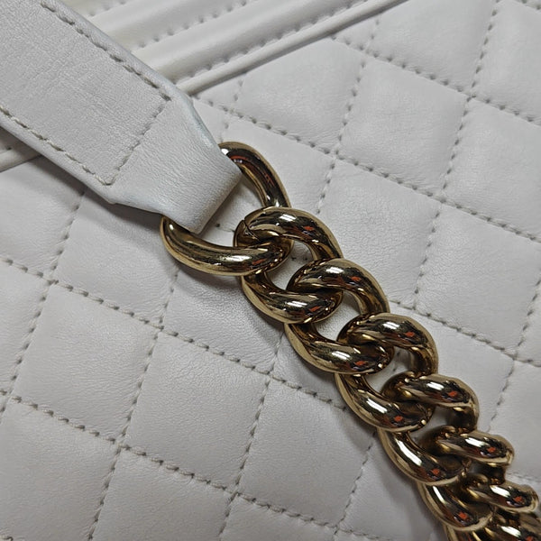 BOY CHANEL Small Quilted Calfskin White