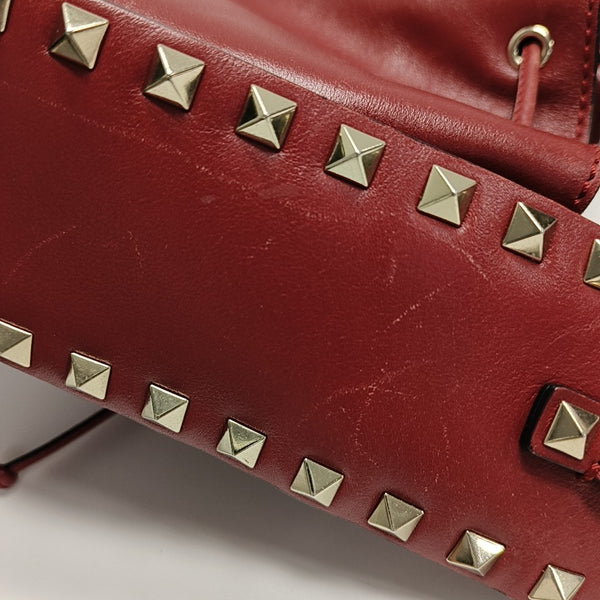 Rockstud Small Calfskin Red