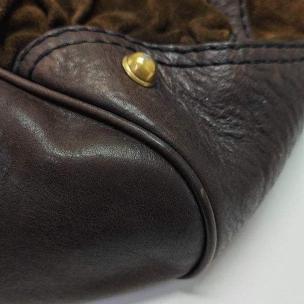 Suede Top Handle Bag Brown