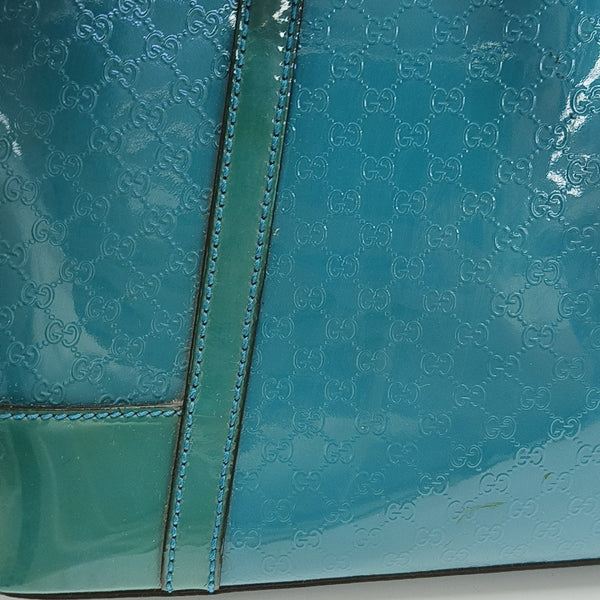 Monogram Patent Leather Shoulder Bag Blue