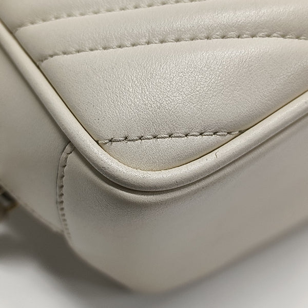 GG Marmont Medium Quilted Calfskin White