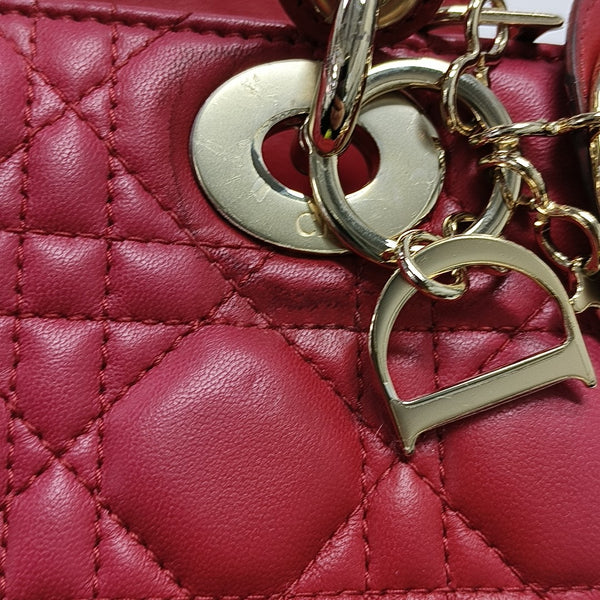 Lady Dior Small Cannage Lambskin Red