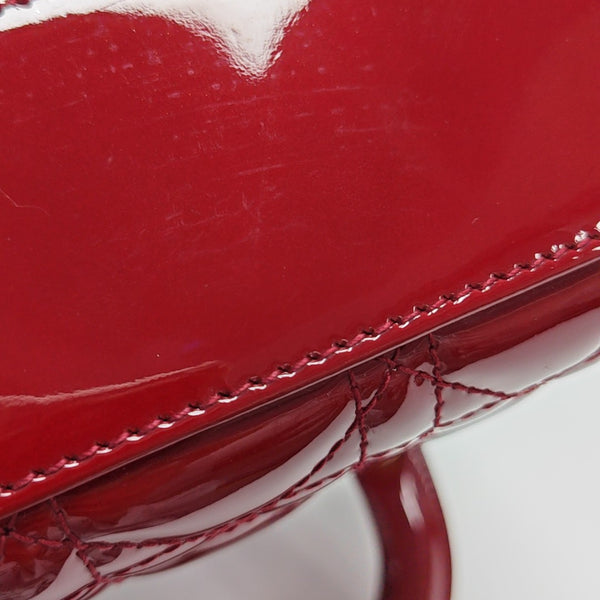 Lady Dior Mini Piel Charol Acolchada Roja