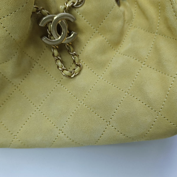 CHANEL 25 Quilted Suede Yellow