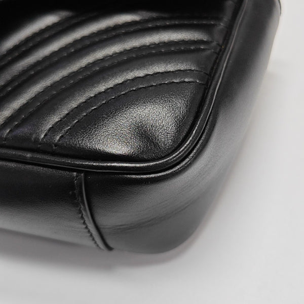 GG Marmont Small Quilted Calfskin Black