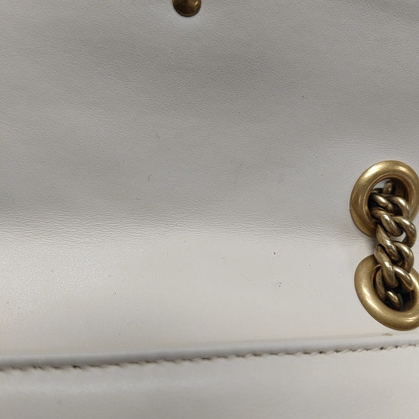 GG Marmont Small Quilted Calfskin White