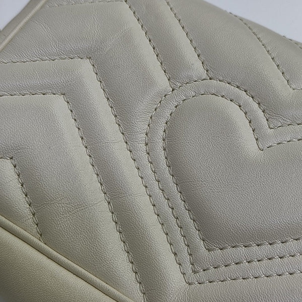 GG Marmont Mini Quilted Calfskin White
