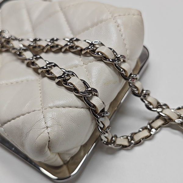 Quilted Lambskin Shoulder Bag White