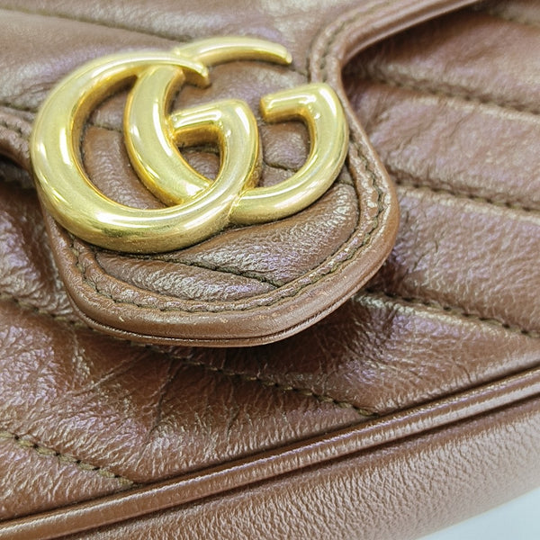 GG Marmont Mini Quilted Calfskin Brown