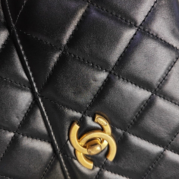 Quilted Calfskin Shoulder Bag Small Black
