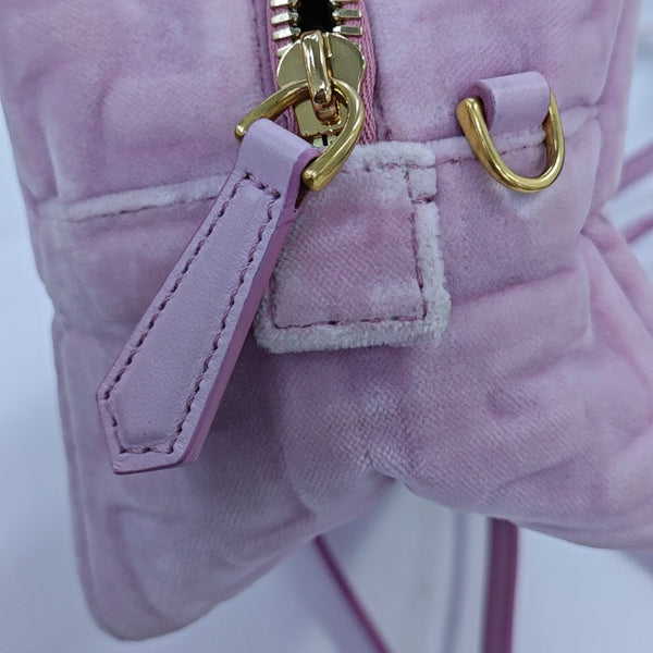 Monogram Velvet Crossbody Bag Pink