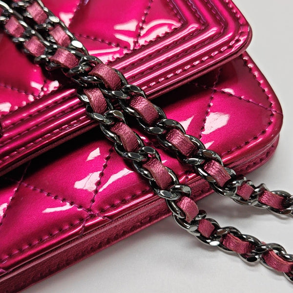 BOY CHANEL WOC Quilted Patent Leather Red