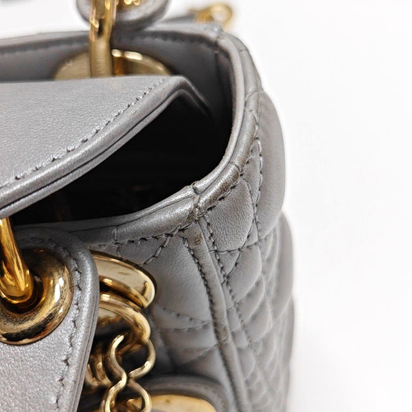 Lady Dior Mini Cannage Lambskin Gray