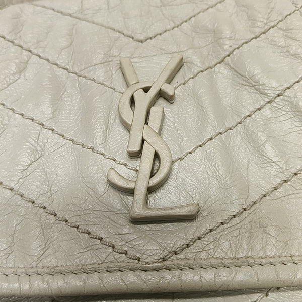NIKI Small Chevron Calfskin White