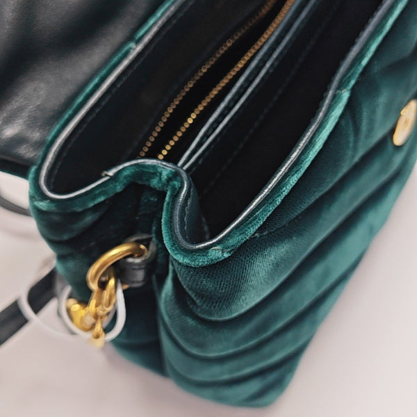 LOULOU Extra Small Chevron Velvet Green