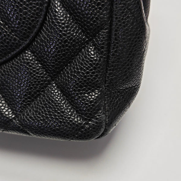 Quilted Grained Calfskin Shoulder Bag Large Black