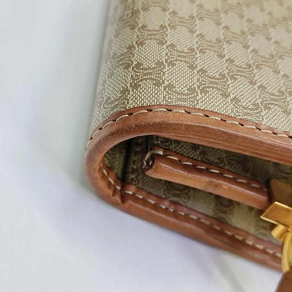 Coated Canvas Shoulder Bag Beige