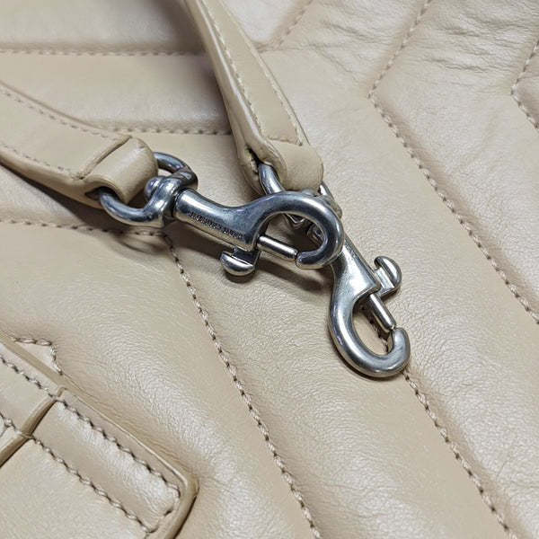 Chevron Leather Shoulder Bag Beige