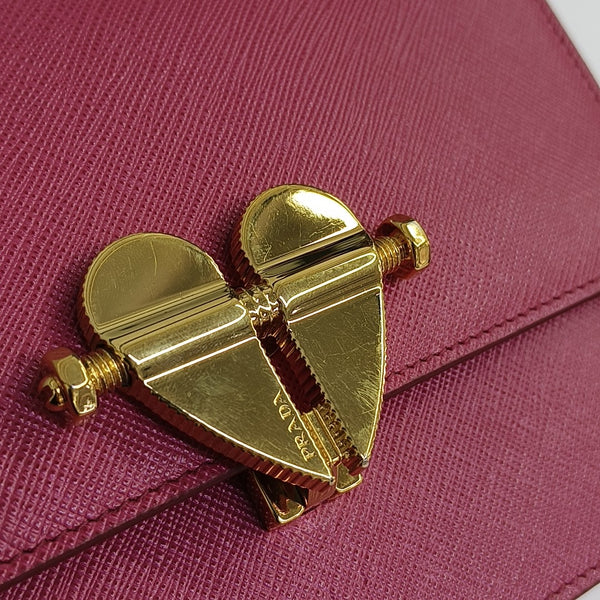 Saffiano Calfskin Shoulder Bag Mini Red