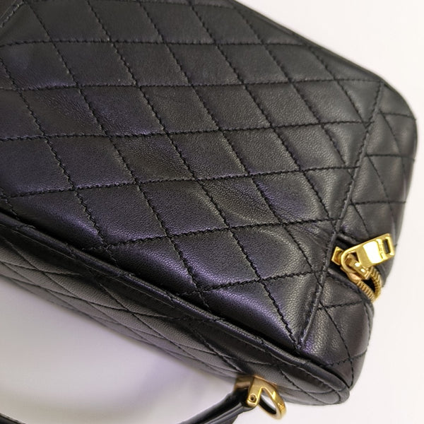 80'S VANITY Mini Quilted Lambskin Black