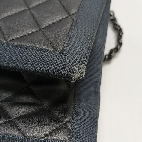 Quilted Lambskin Top Handle Bag Black