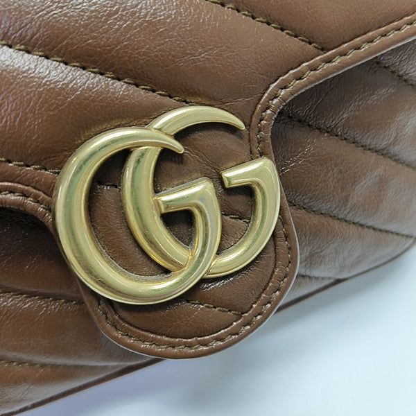 GG Marmont Mini Quilted Calfskin Brown