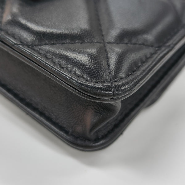 Quilted Lambskin Shoulder Bag Black