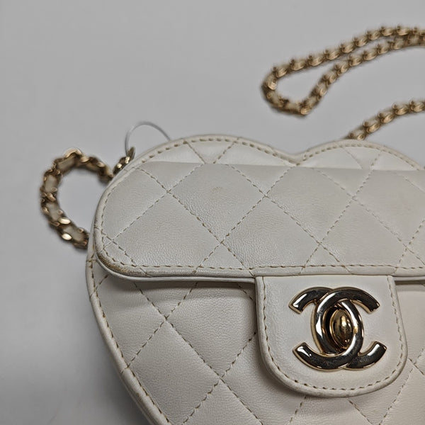Heart Small Quilted Lambskin White