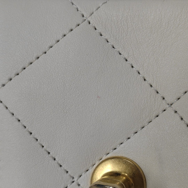 Quilted Calfskin Shoulder Bag White