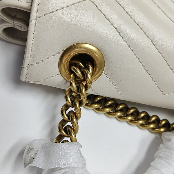 GG Marmont Mini Quilted Calfskin White