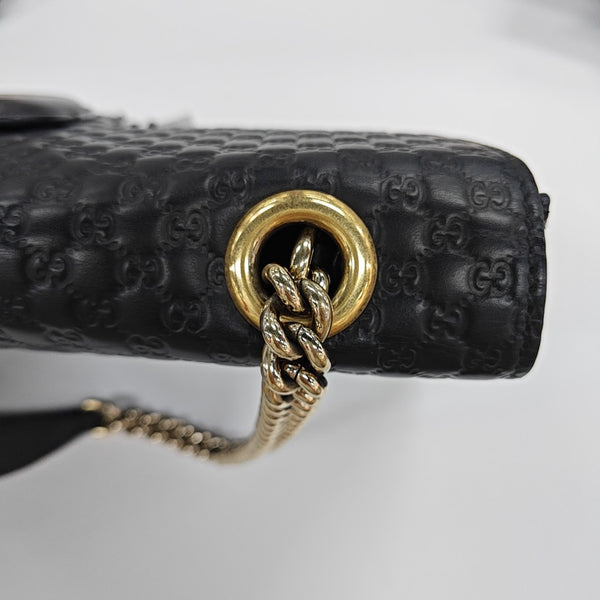 Emily Chain Monogram Calfskin Black