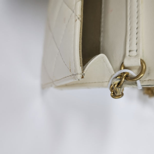 Quilted Lambskin Shoulder Bag White