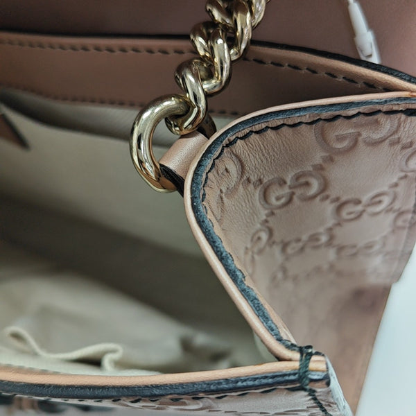 Emily Chain Monogram Calfskin Beige