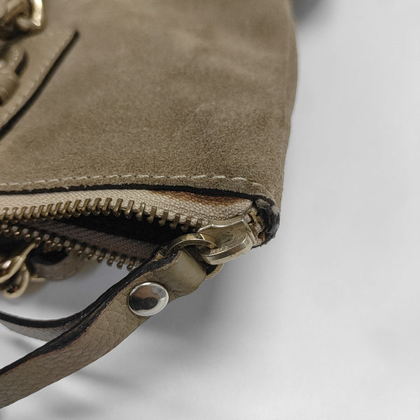 Suede Top Handle Bag Brown